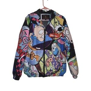 Members Only x Nickelodeon Rugrats Ren and Stimpy Hooded Windbreaker **FLAWS  S